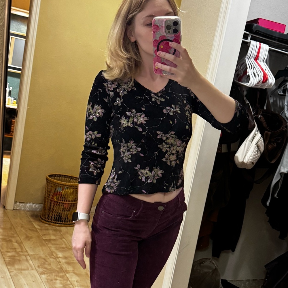 Bay Studio Black Floral Top